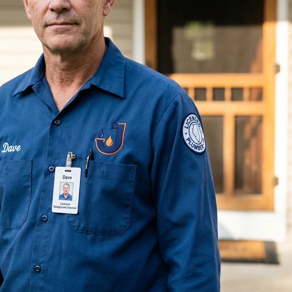 Licensed plumber showing ID badge in Eaton Rapids, MI