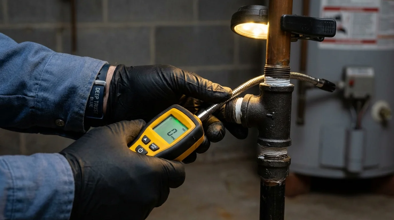 Gas leak detection with electronic sniffer by Johns Plumbing LLC in Eaton Rapids