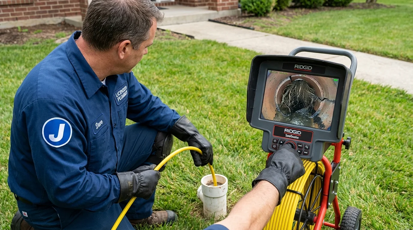 Sewer camera inspection being performed by Johns Plumbing LLC in Eaton Rapids